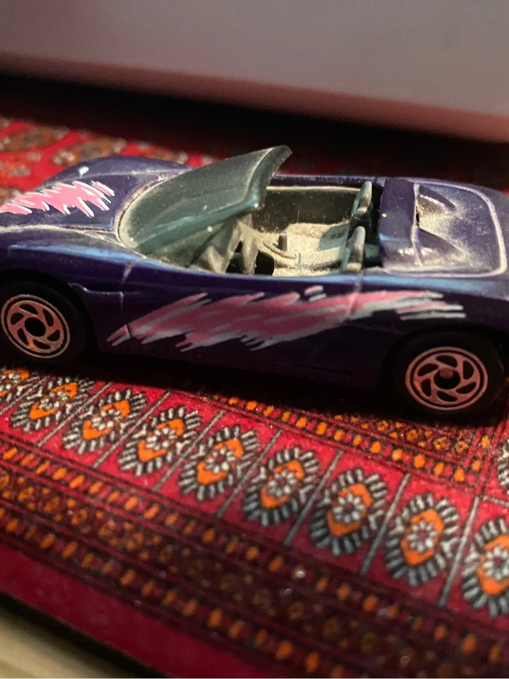 Two Toy Cars- one Corvette Stingray Matchbox, one Mattel Hotwheels, used